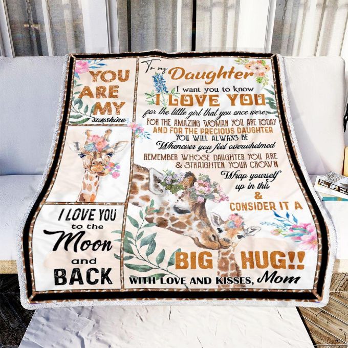 Mom To Daughter Giraffe 4 Fleece Blanket Quilt Blanket Gift For Daughter