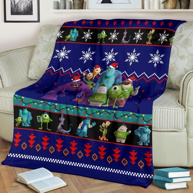 Monsters University Christmas Fleece Blanket Gift For Fan, Premium Comfy Sofa Throw Blanket Gift