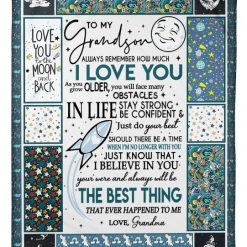 Moon Space To My Grandson Always Remember How Much I Love You The Best Thing From Grandma Fleece Blanket Quilt Blanket