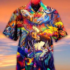 Moose Print Hawaiian Shirt