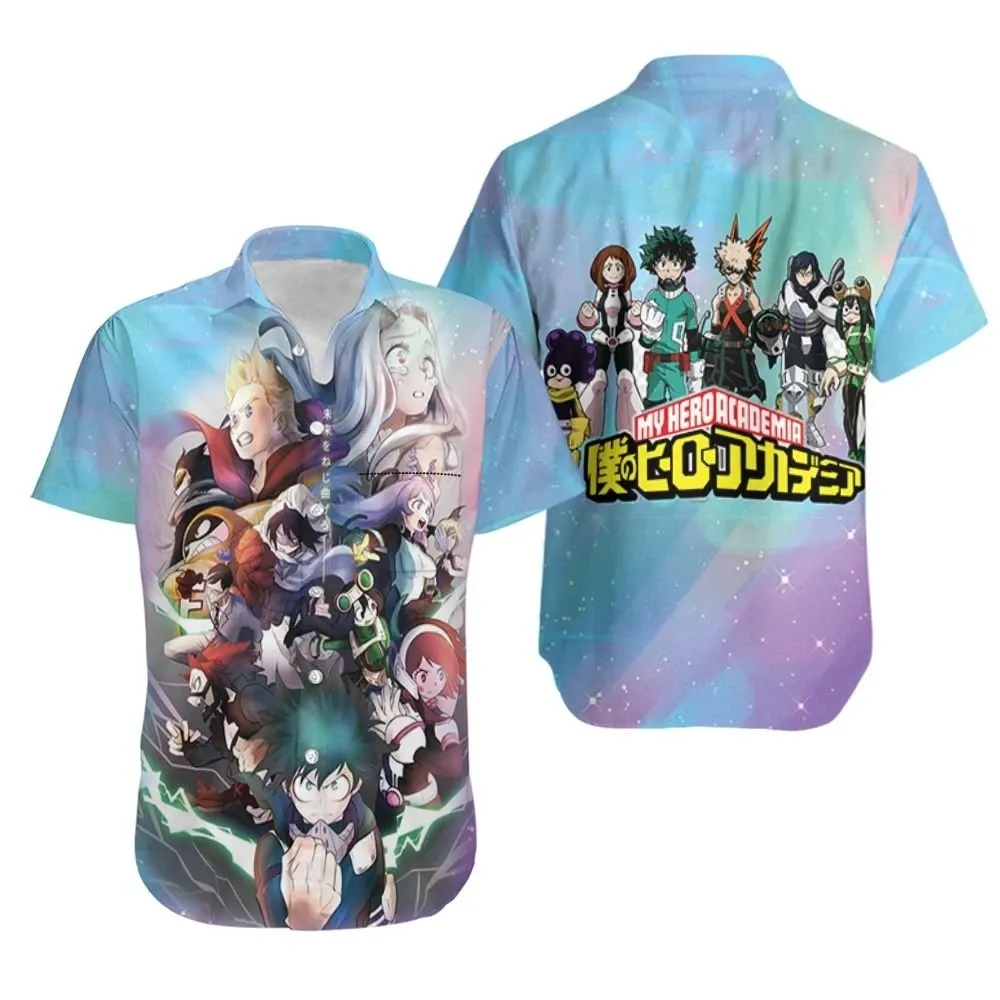 My Hero Academia All Main Characters Blue Hawaiian Shirt - Teeruto