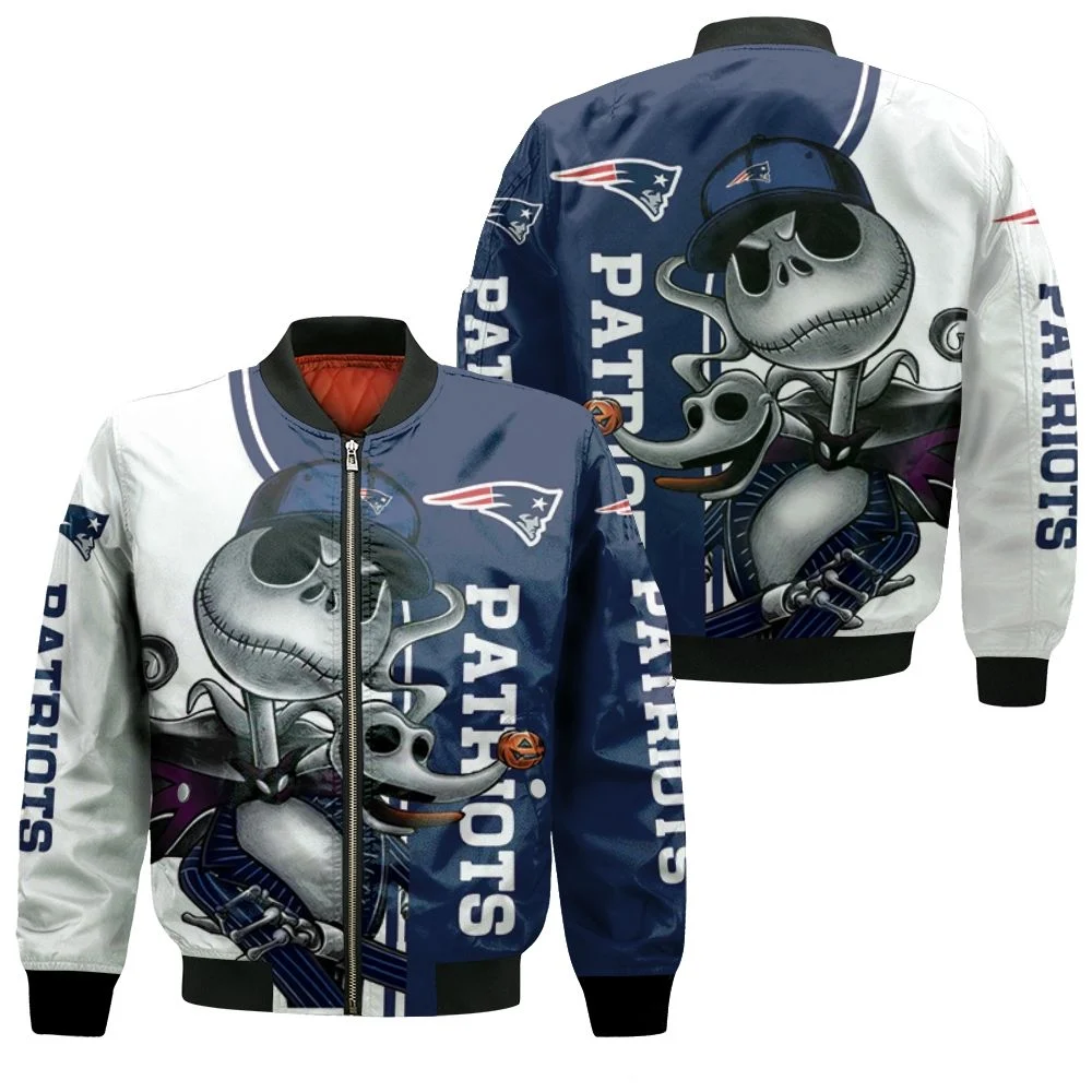 New England Patriots Jack Skellington And Zero Bomber Jacket