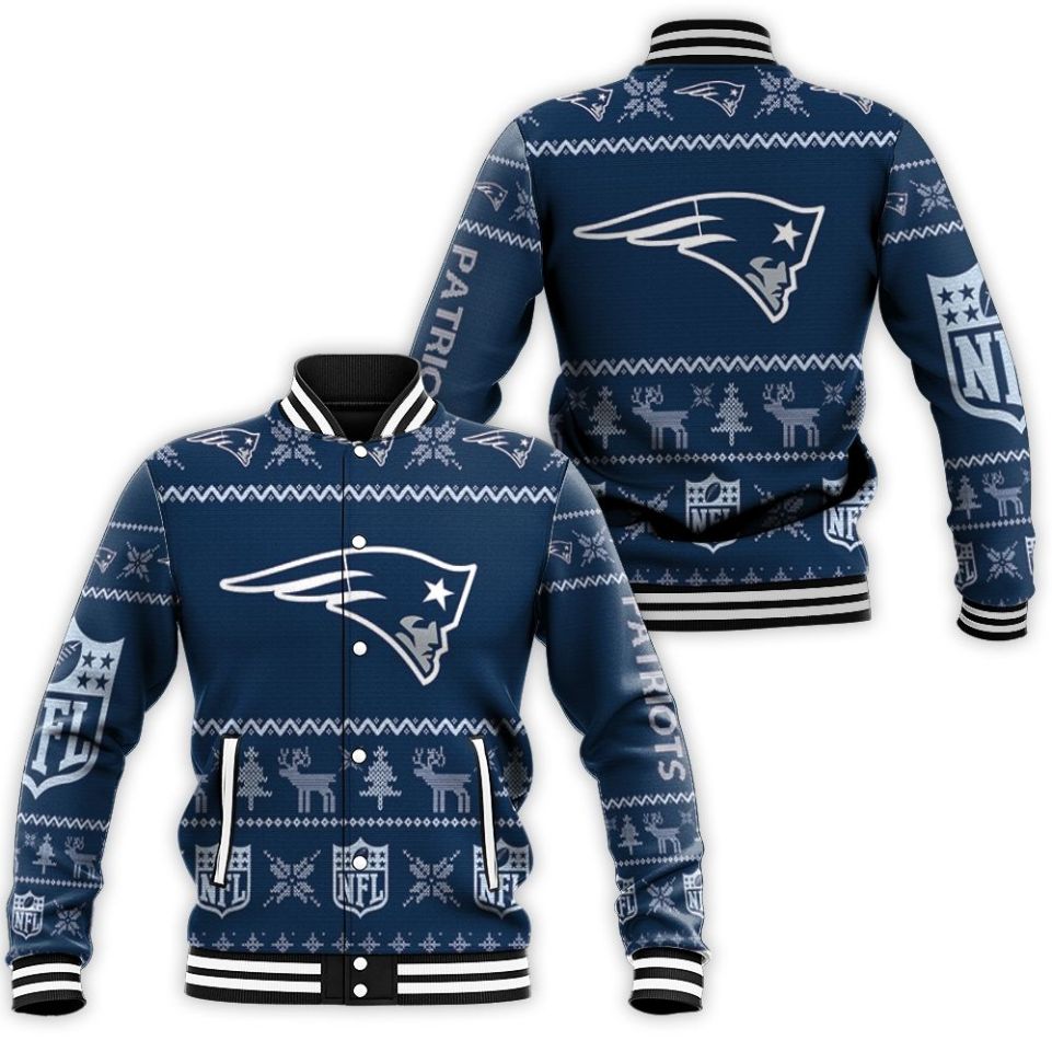 New England Patriots Ugly Sweatshirt Christmas 3d Baseball Jacket