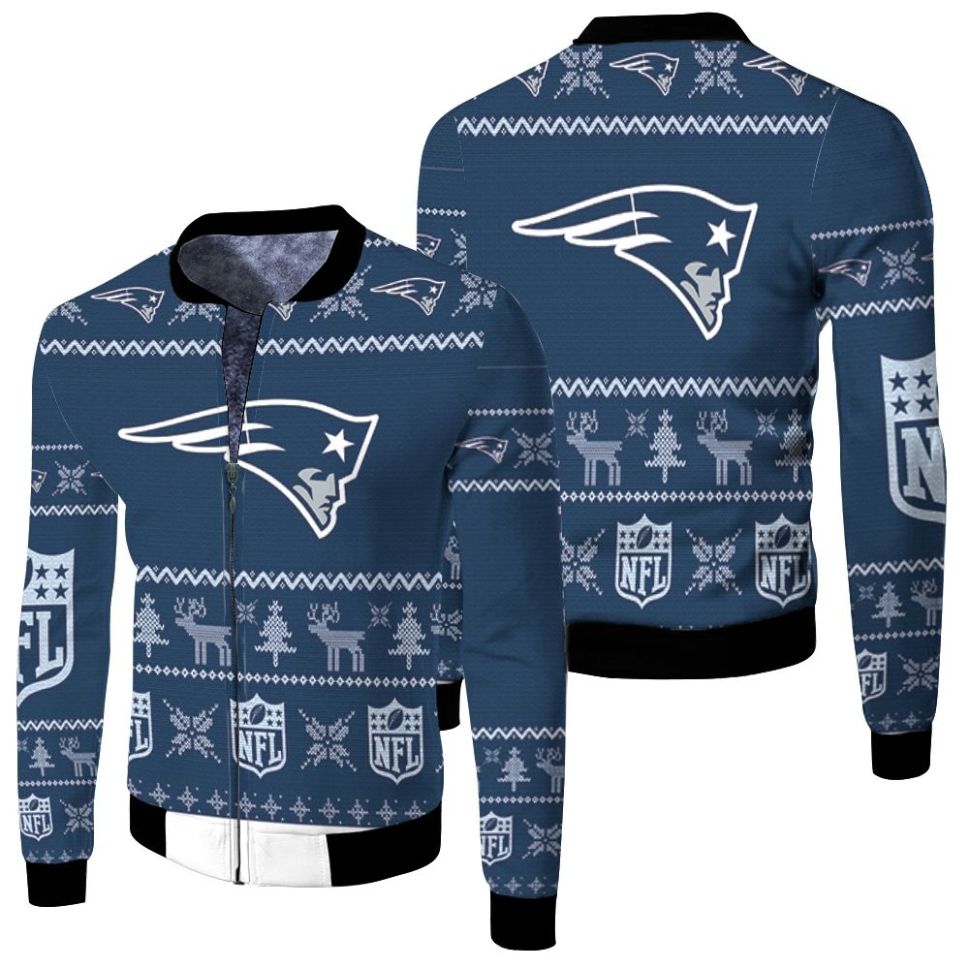 New England Patriots Ugly Sweatshirt Christmas 3d Fleece Bomber Jacket