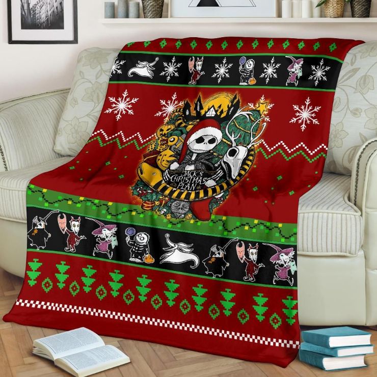 New Nightmare Before Christmas Jack Skellington Fleece Blanket Gift For Fan, Premium Comfy Sofa Throw Blanket Gift