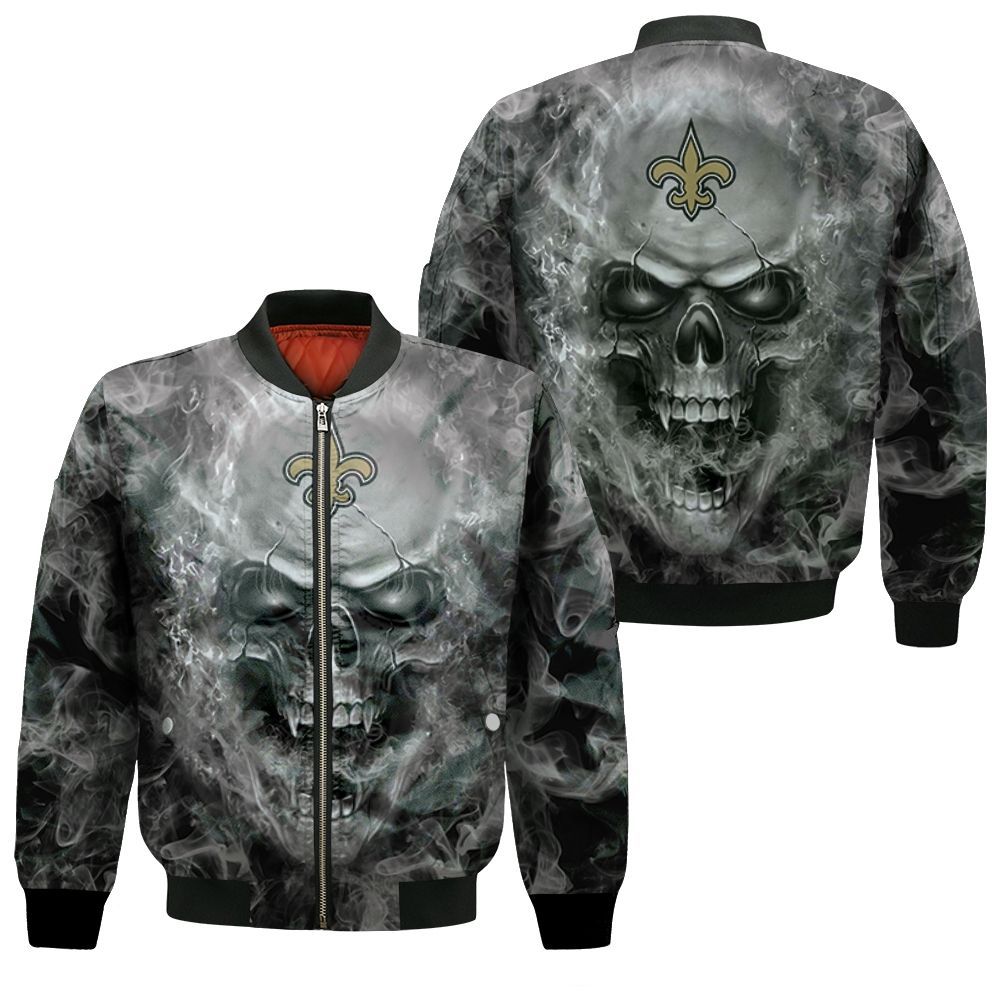 New Orleans Saints Nfl Fans Skull Bomber Jacket