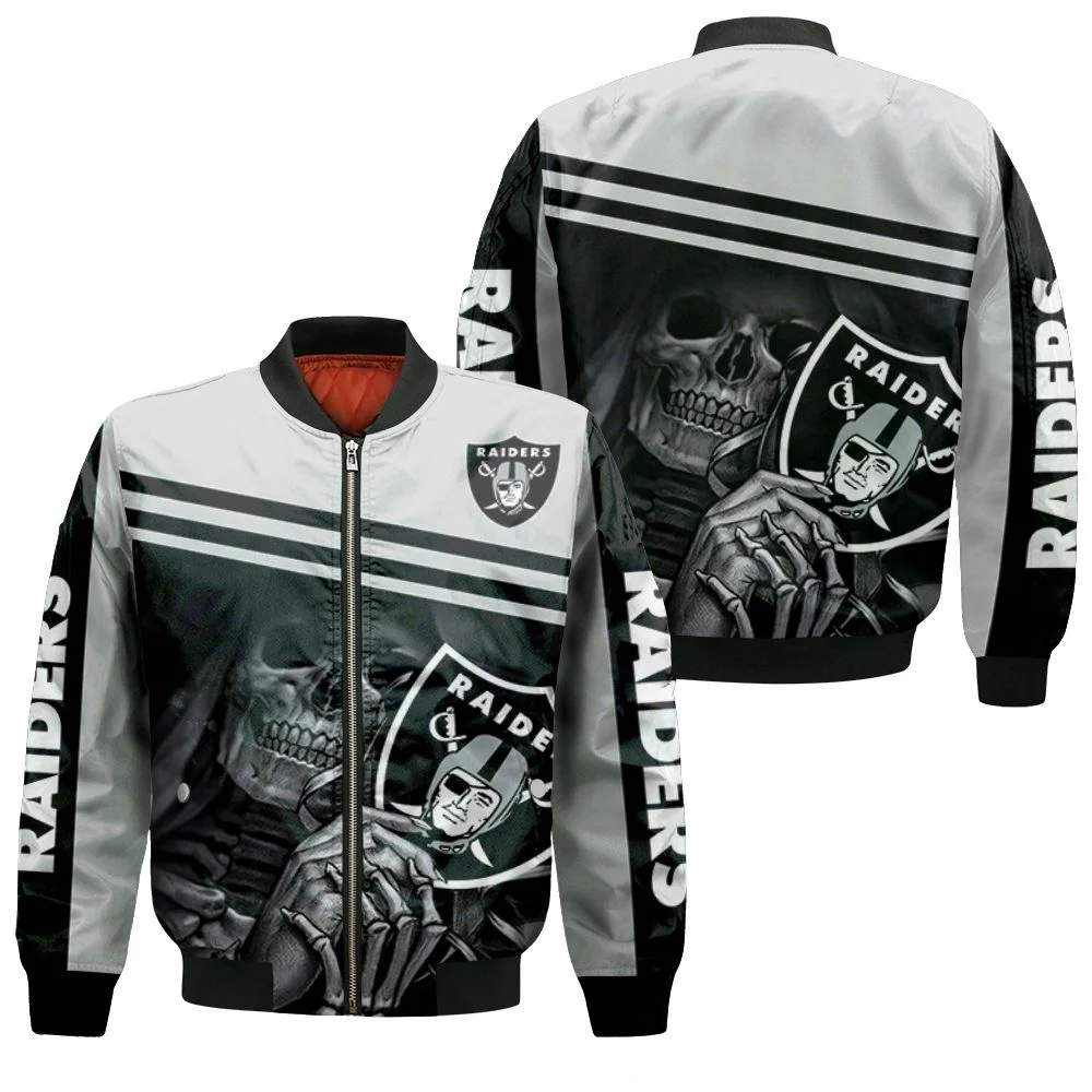 Oakland Raiders Skull Maiden Fan 3d Jersey Bomber Jacket - Teeruto