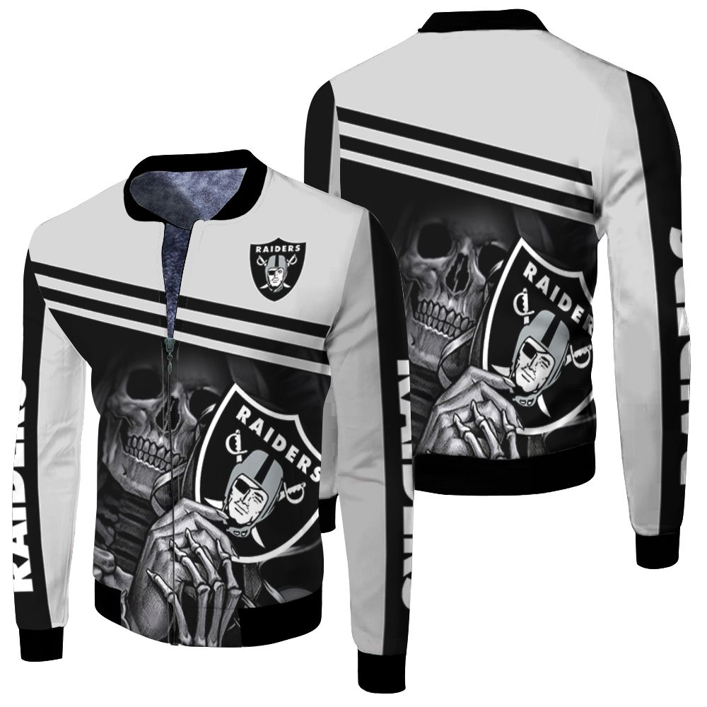 Oakland Raiders Skull Maiden Fan 3d Jersey Fleece Bomber Jacket