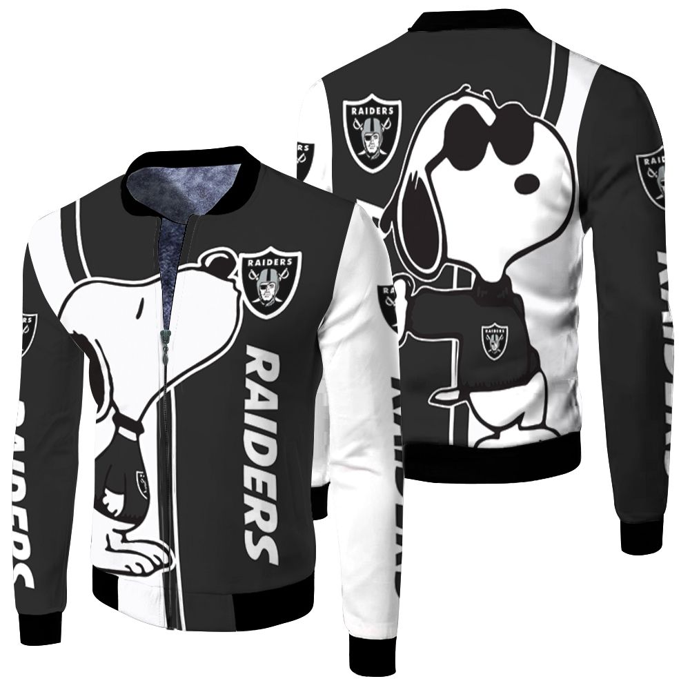 Oakland Raiders Snoopy Lover 3d Printed Fleece Bomber Jacket