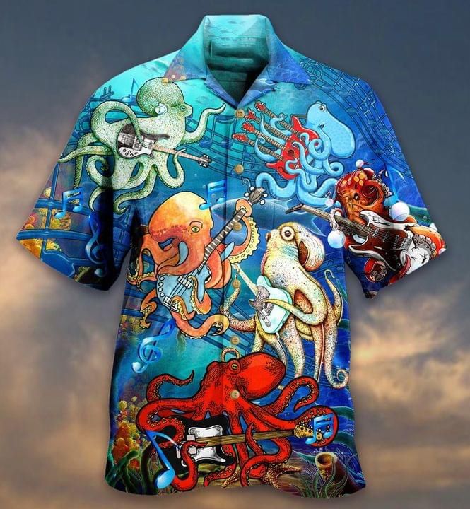 Octopus With Guitar 1 Print Hawaiian Shirt - Teeruto