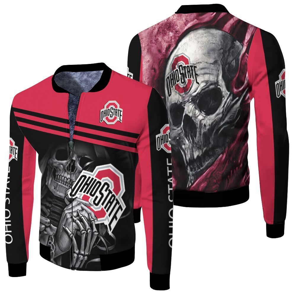 Ohio State Buckeyes Maiden Skull Fan 3d Jersey Fleece Bomber Jacket