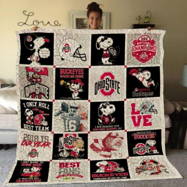 Ohio State Buckeyes Quilt Blanket Teeruto