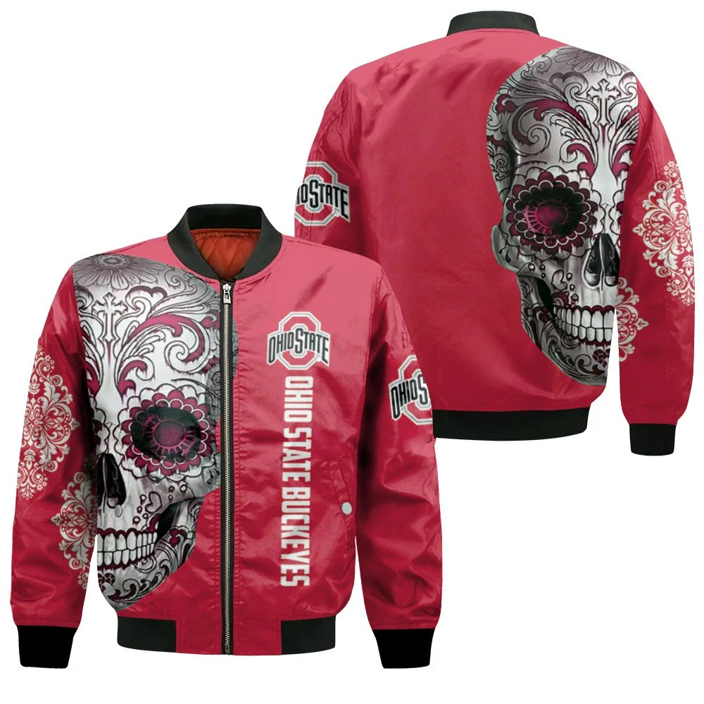 Ohio State Buckeyes Sugar Skull 3d Bomber Jacket