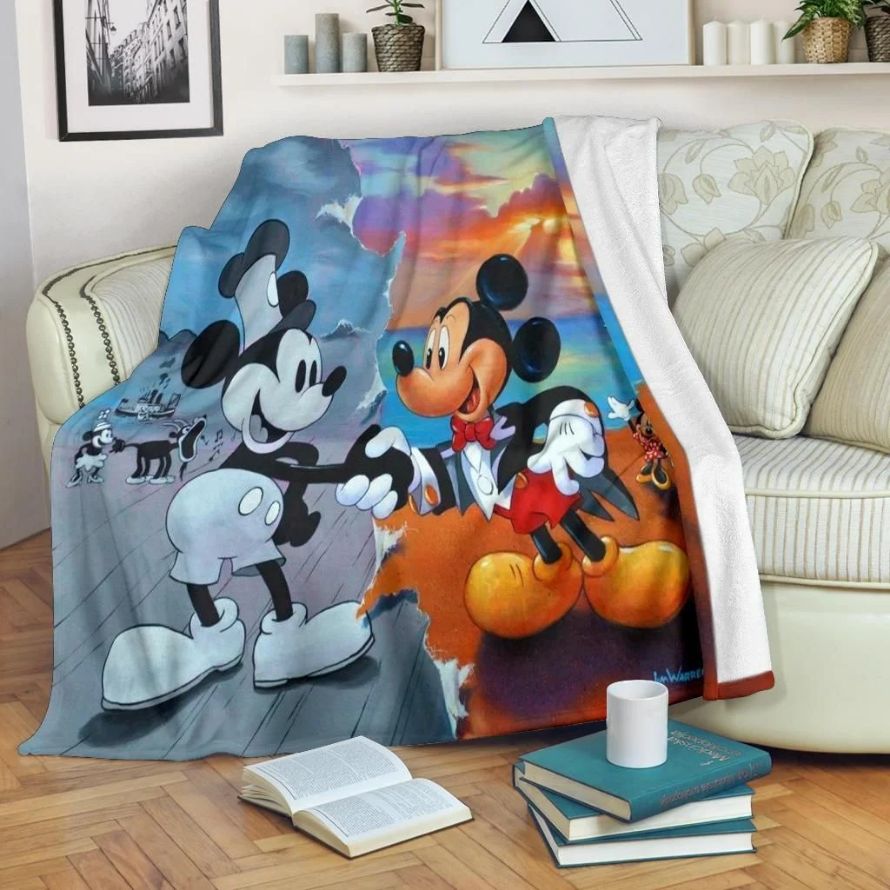 Original & Current Mickey Mouse Disney Fleece Blanket Gift For Fan, Premium Comfy Sofa Throw Blanket Gift