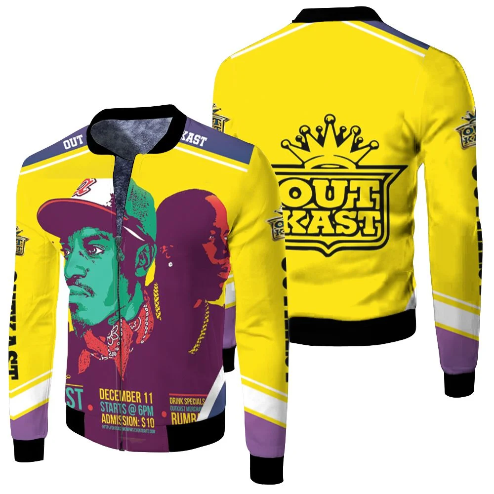 Outkast Watch Party Graffiti Style Fleece Bomber Jacket