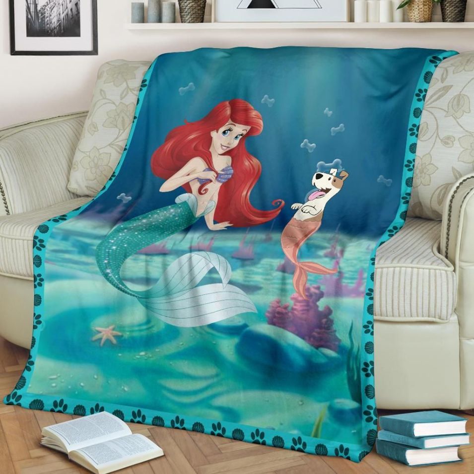 Parson Russell Dog Lovers And Mermaid Fleece Blanket Gift For Fan, Premium Comfy Sofa Throw Blanket Gift