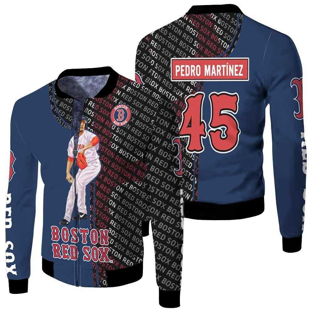 Pedro Martinez 45 Boston Red Sox Fleece Bomber Jacket