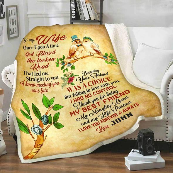 Personalized Bird Falling In Love With You Fleece Blanket For Wife From Husband Birthday