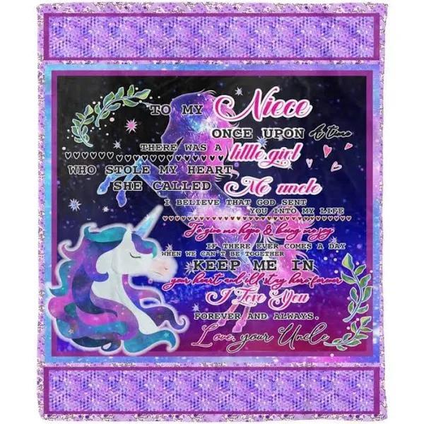 Personalized S Unicorn To My Niece Letter Quotes From Uncle Throw Cozy Blanket