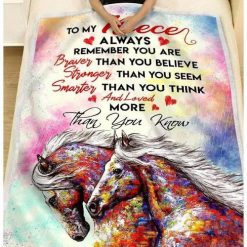 Personalized To My Niece Horse Fleece Blanket Remember You Are Loved More Than You Know Great Customized