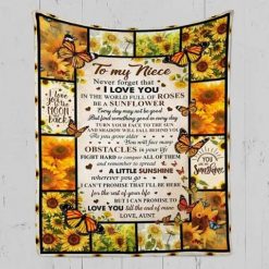 Personalized To My Niece Sunflower Fleece Blanket From Aunt A Little Sunshine Wherever You Go Great