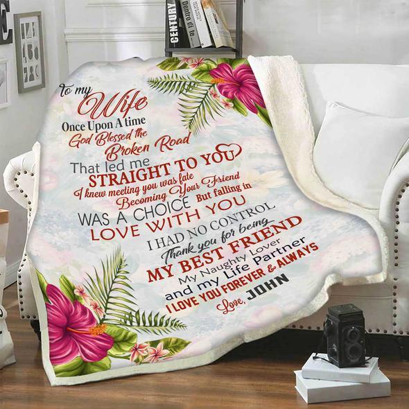 Personalized To My Wife My Life Partner Fleece Blanket Floral Blanket For Wife From Husband Birthday