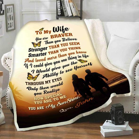 Personalized To My Wife You Are My Sunshine Fleece Blanket For Wife From Husband Birthday