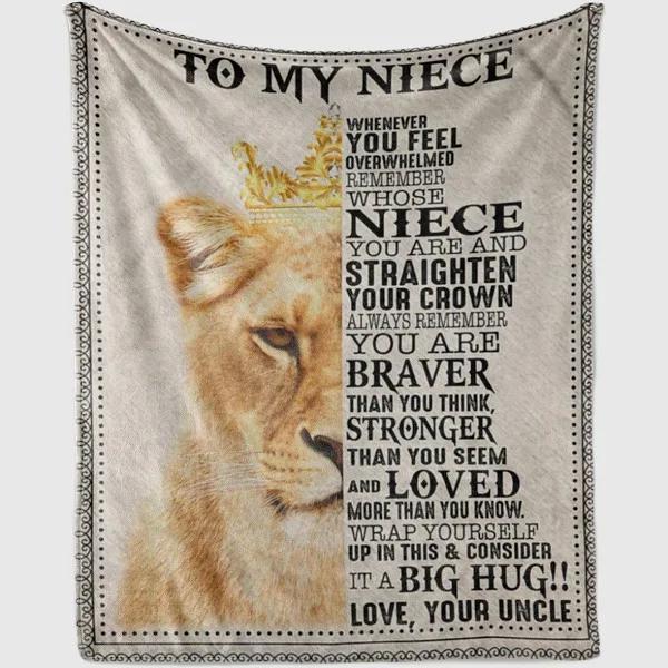 Personalized To My Niece Lion Fleece Blanket From Uncle You Are Loved More Than You Know Great For Birthday Christmas Thanksgiving