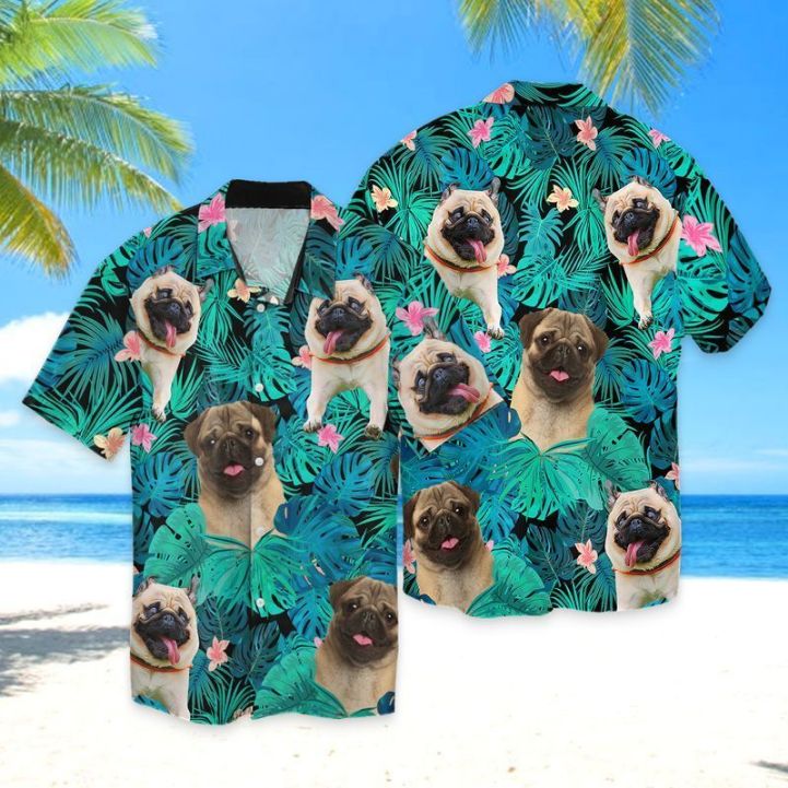 pug in hawaiian shirt