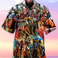 Race Horse Print Hawaiian Shirt