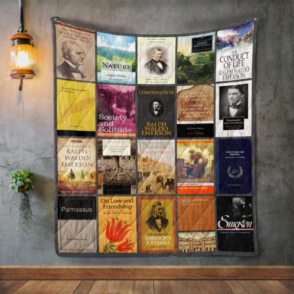 Ralph Waldo Emerson Books Quilt Blanket
