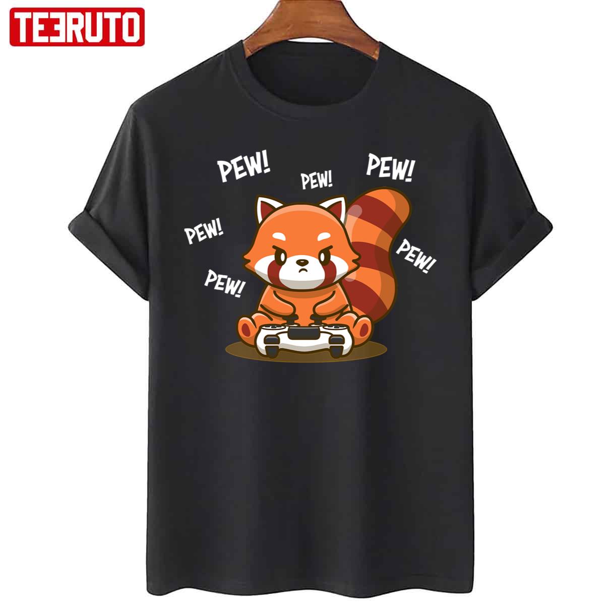 Red Panda Playing Game Pew Pew Unisex T-Shirt