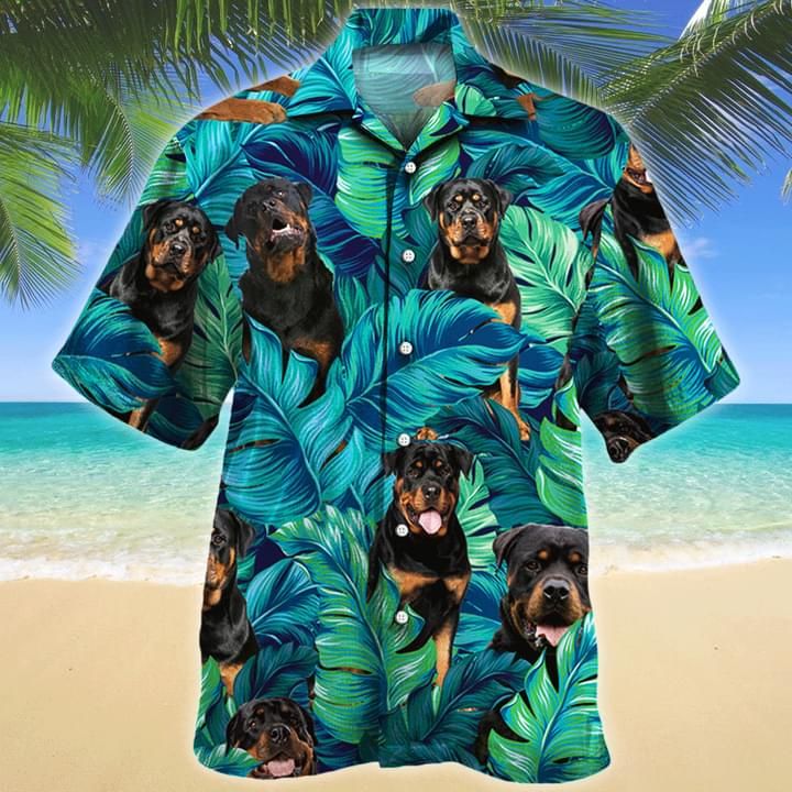 Rottweiler Tropical Print Hawaiian Shirt