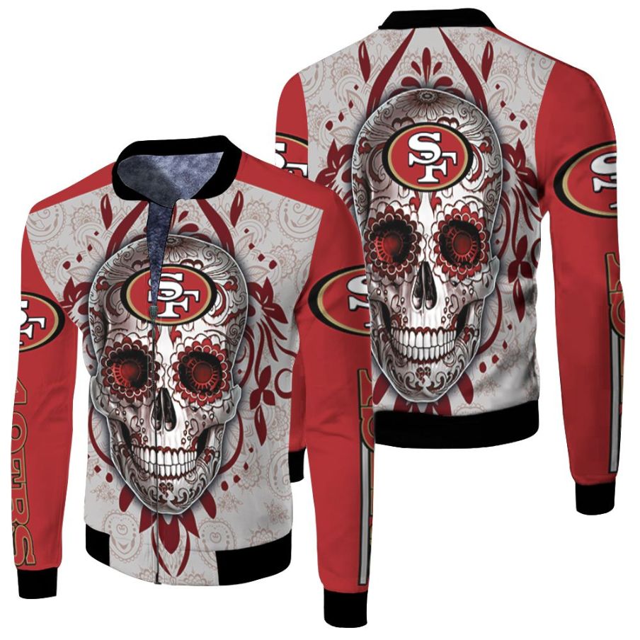 San Francisco 49ers Sugar Skull For Fan 3d Jersey Fleece Bomber Jacket