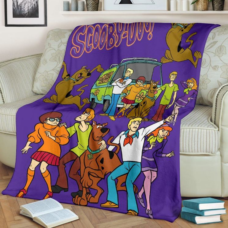 Scooby Doo Purple Fleece Blanket Gift For Fan, Premium Comfy Sofa Throw Blanket Gift