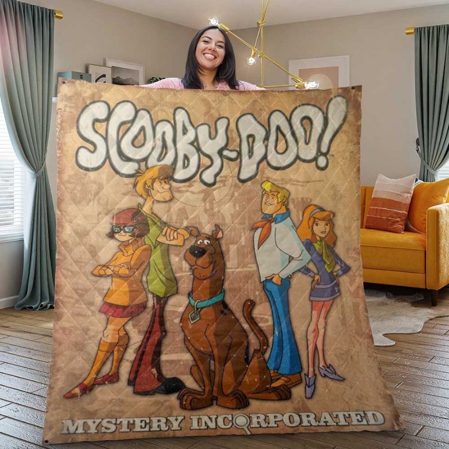 Scooby Doo Vinage Tv Show Merry Christmas Gifts Lover Quilt Blanket, Scooby Doo Quilt Blanket