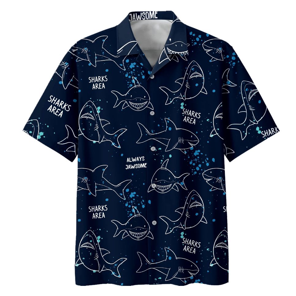 Sharks Are Print Hawaiian Shirt - Teeruto