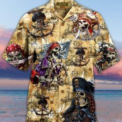 Skeleton Pirates Print Hawaiian Shirt