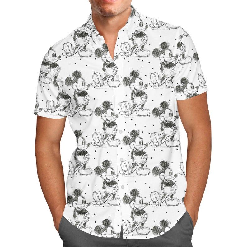 Sketch Of Mickey Mouse Cartoon Disney Hawaiian Shirt