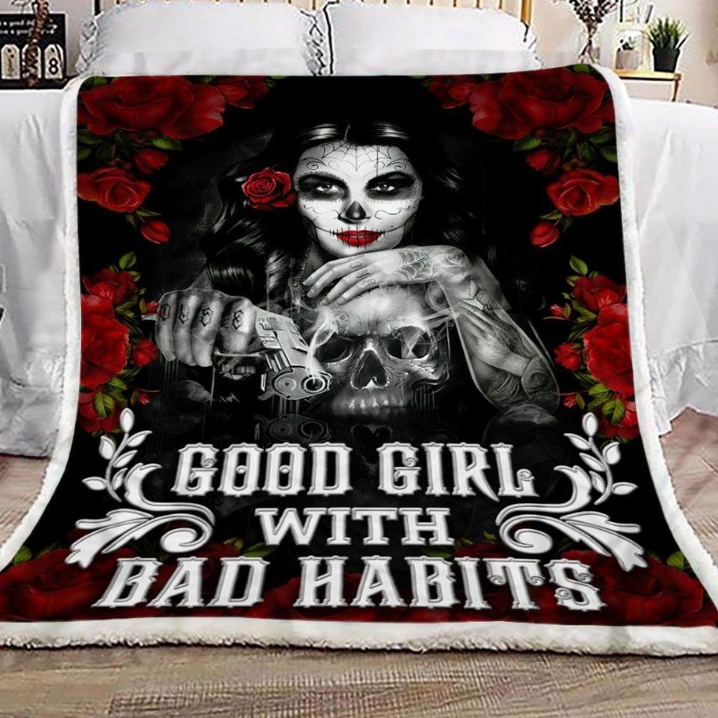 Skull Girl Fleece Blanket Quilt Blanket