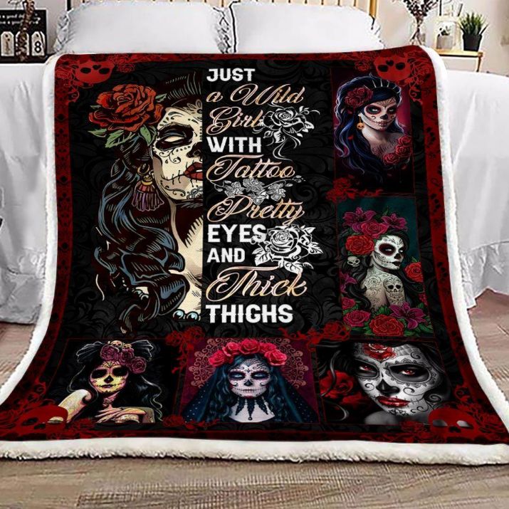 Skull Wild Girl Fleece Blanket Quilt Blanket
