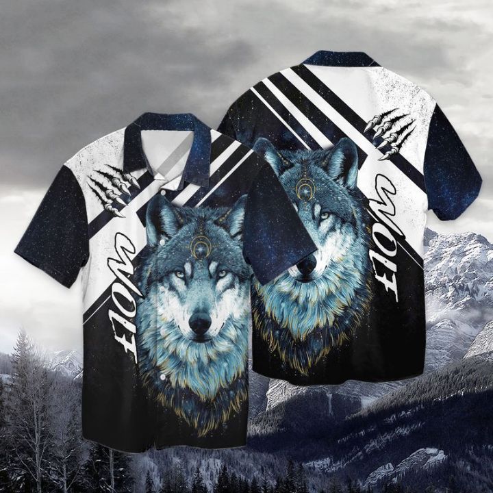 Sky Graffiti Wolf Hawaiian Shirt