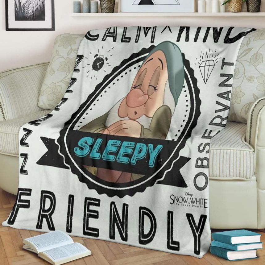 Sleepy Snow White Disney Fleece Blanket Gift For Fan, Premium Comfy Sofa Throw Blanket Gift