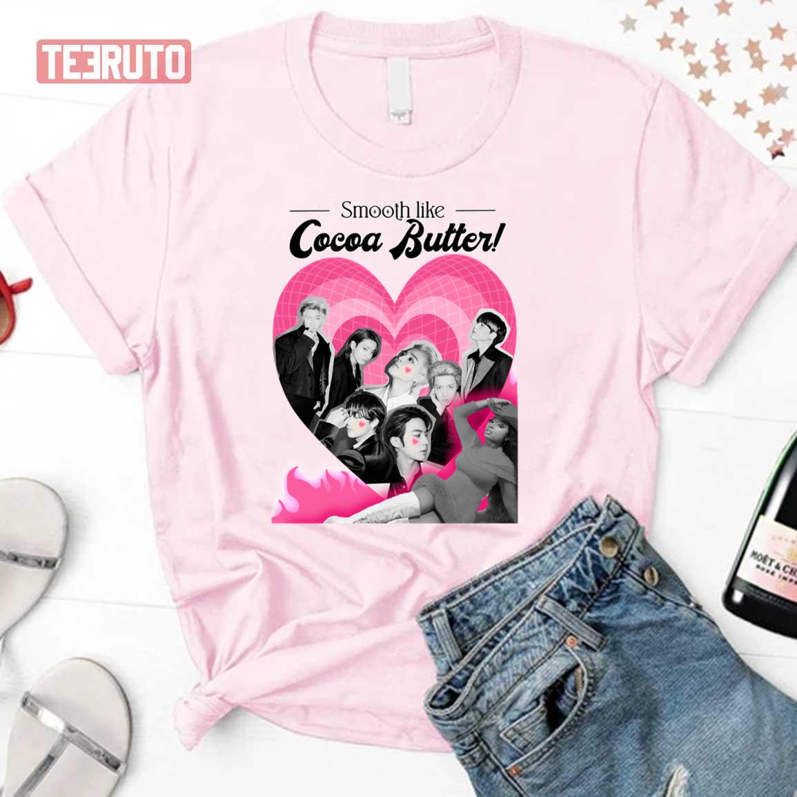 Smooth Like Cocoa Butter BTS Bangtan FanThe Remix Pink Heart Unisex T-Shirt