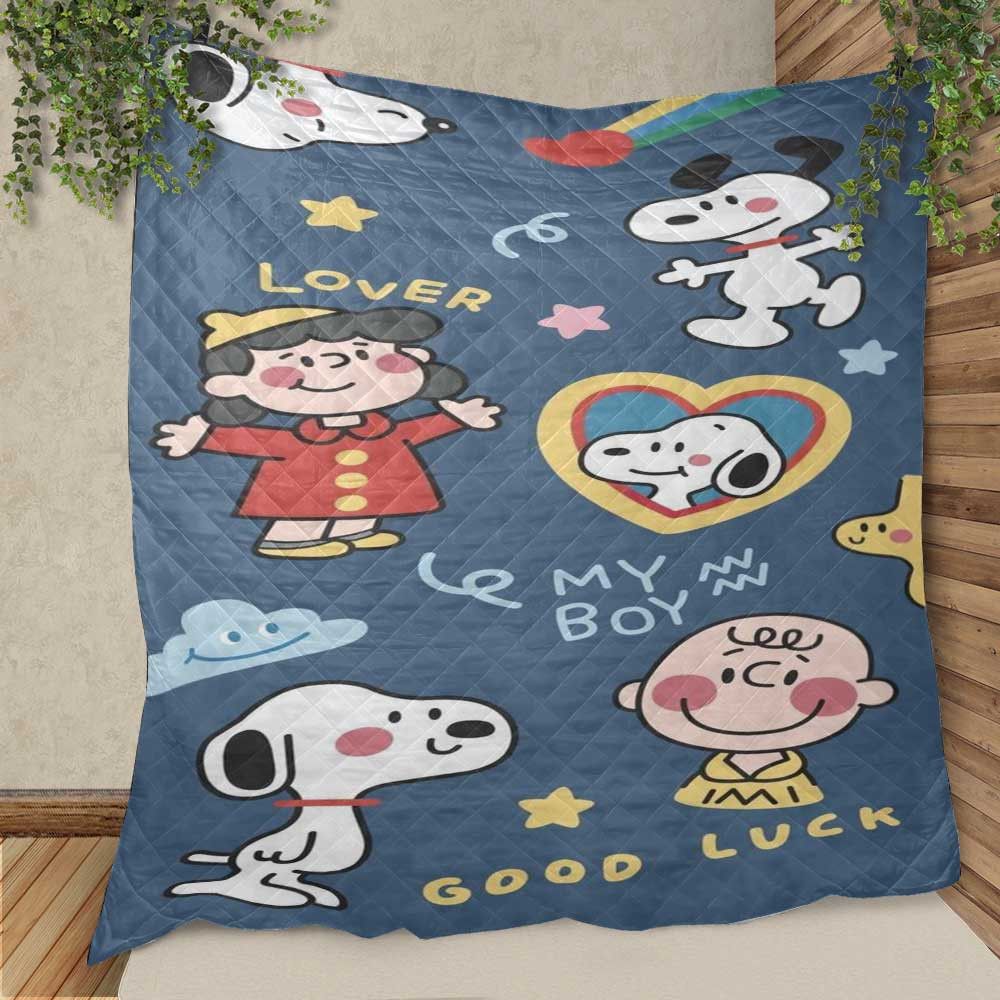 Snoopy Lover My Boy Good Luck Christmas Gifts Lover Quilt Blanket,snoopy Quilt Blanket
