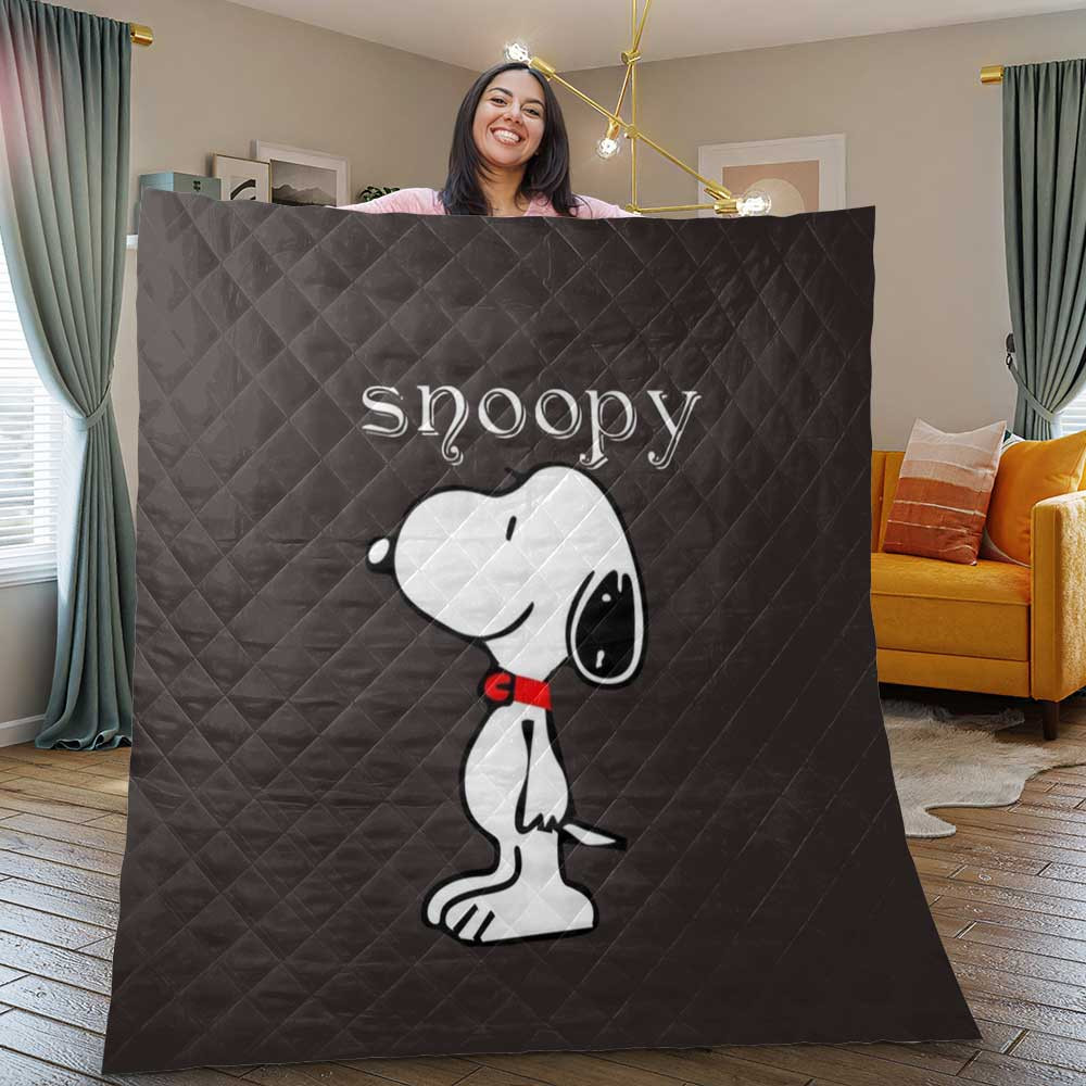Snoopy Quilt Blanket, Gift For Fan, Funny Peanuts Snoopy Dance Quilt Blanket