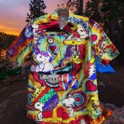Snoopy Tie Dye Pattern Cartoon Peanuts Hawaiian Shirt