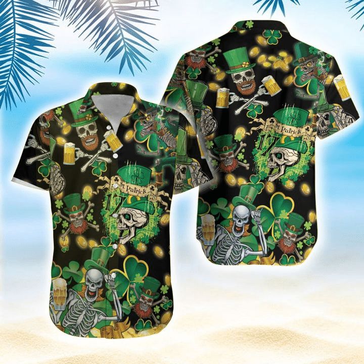 St Patricks Day Skull Hawaiian Shirt