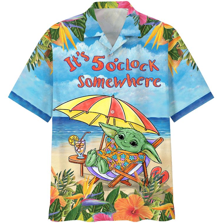 Star War Disney Baby Yoda It’s 5 O’clock Somewhere Hawaiian Shirt