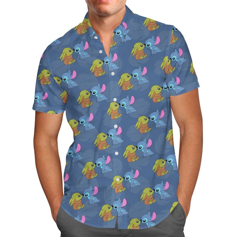 Stitch Meets The Child Cartoon Lilo And Stitch Hawaiian Shirt - Teeruto